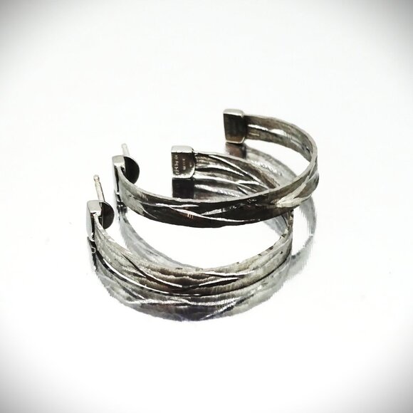 ROBERTO COIN Sterling Silver Ruthenium Plated Hoop Earrings - Picture 1 of 12